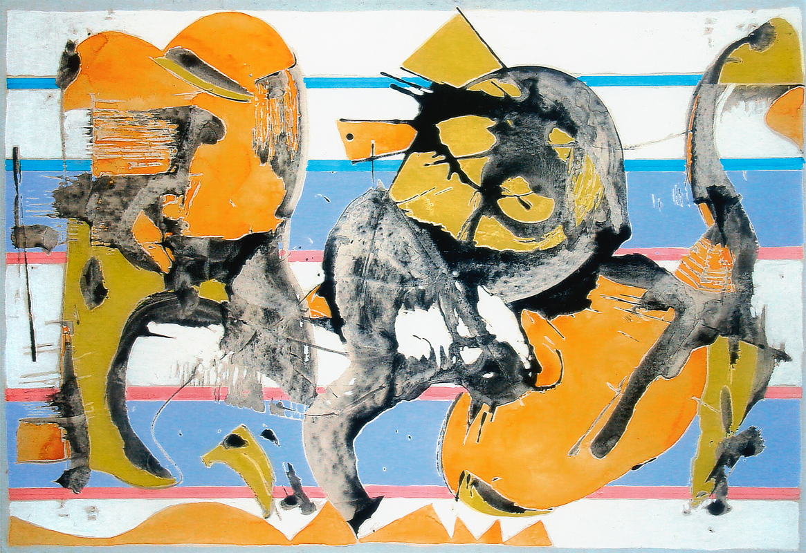 Katzenjammer 1995, Mischtechnik auf Pappe, 60 x 80 cm