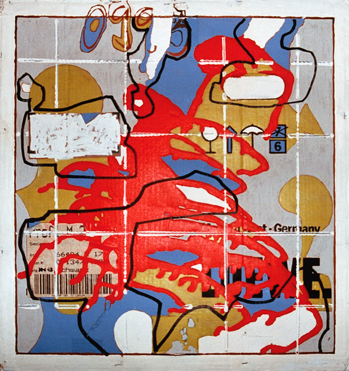 Löwe sei Dank C 1998, Mischtechnik auf Verpackungskarton, 65 x 60 cm