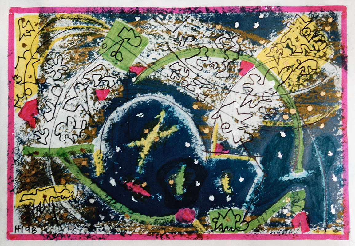 Biosphäre 1998, Mischtechnik auf Pappe, 29,5 x 23,5 cm